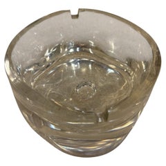 Italian Mid-Century Thick Clear Glass Ashtray, Murano Style, 1960s–1970s