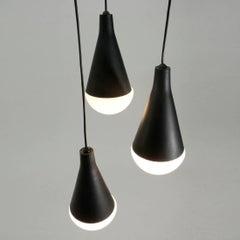 Italian Midcentury Three Pendant Lamps Chandelier, 1950s