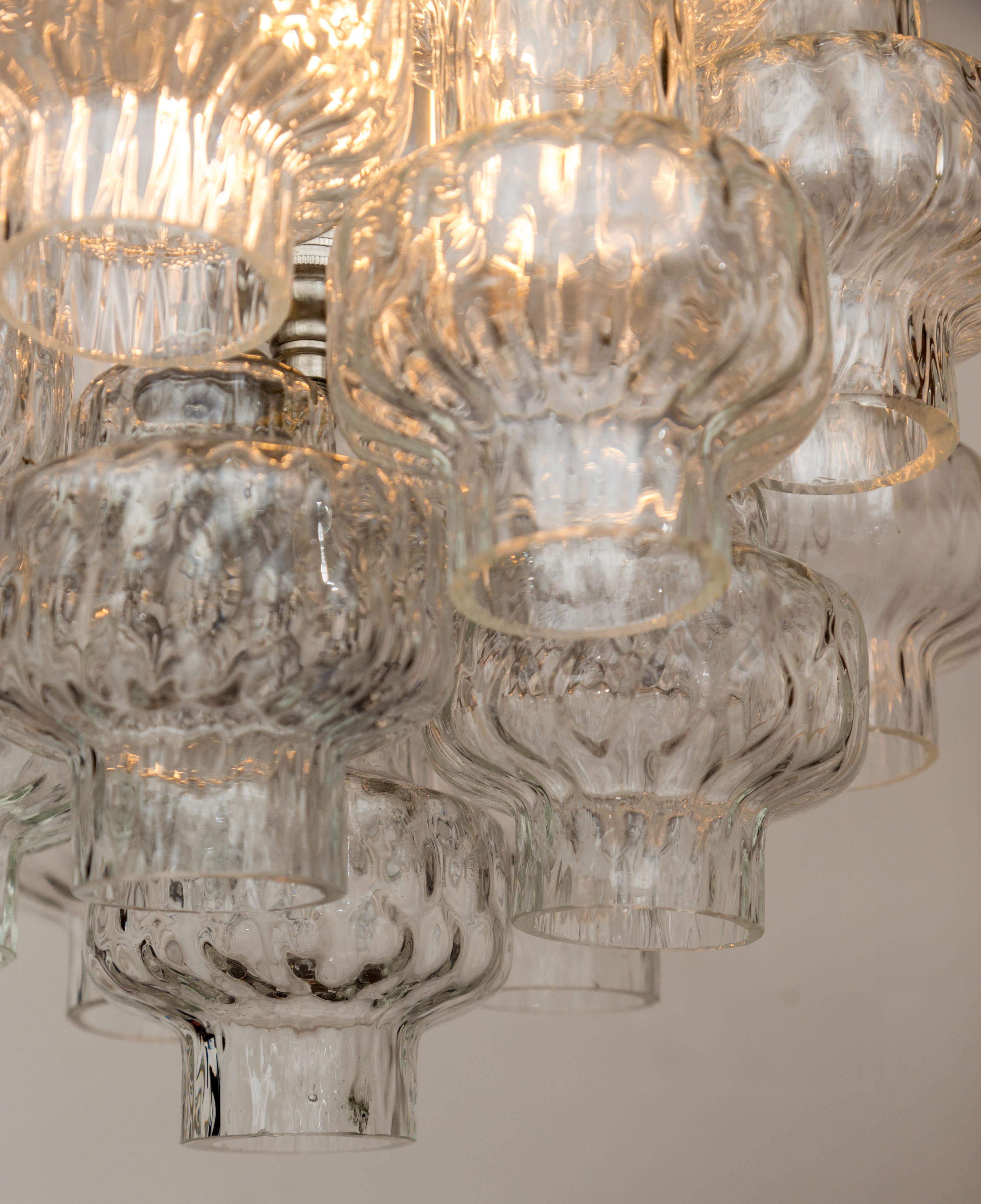 Italian Mid Century Three Tiered Ceiling Light By Carlo Scarpa For Venini In Good Condition For Sale In Westport, CT