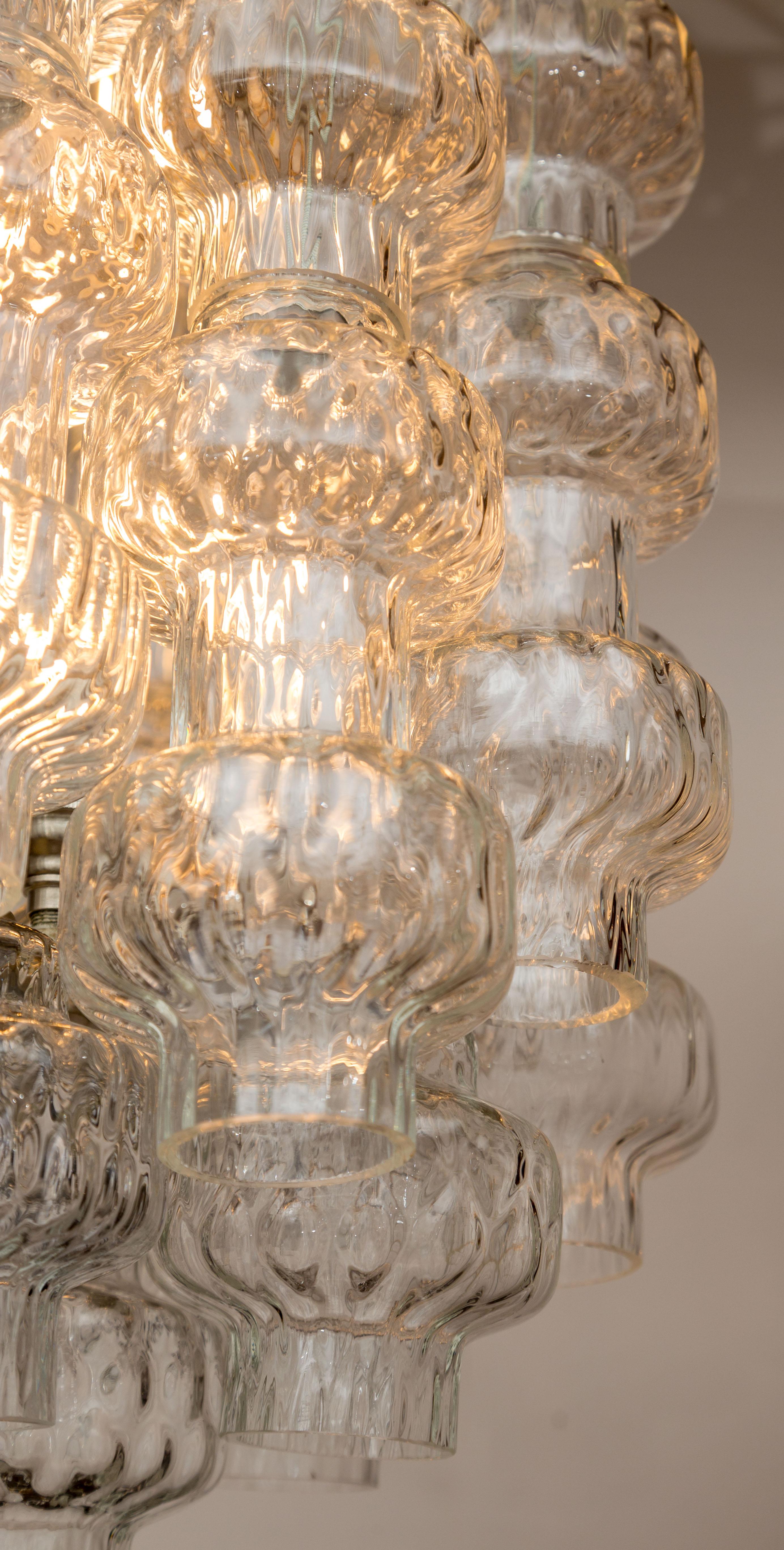 20th Century Italian Mid Century Three Tiered Ceiling Light By Carlo Scarpa For Venini For Sale