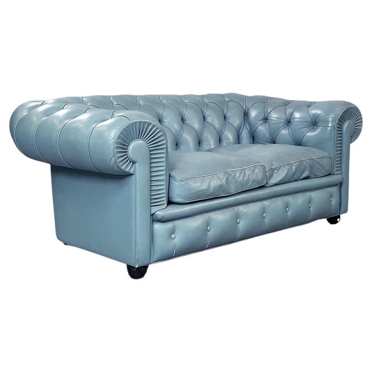 Baby Blue Leather Sofa Baci Living Room