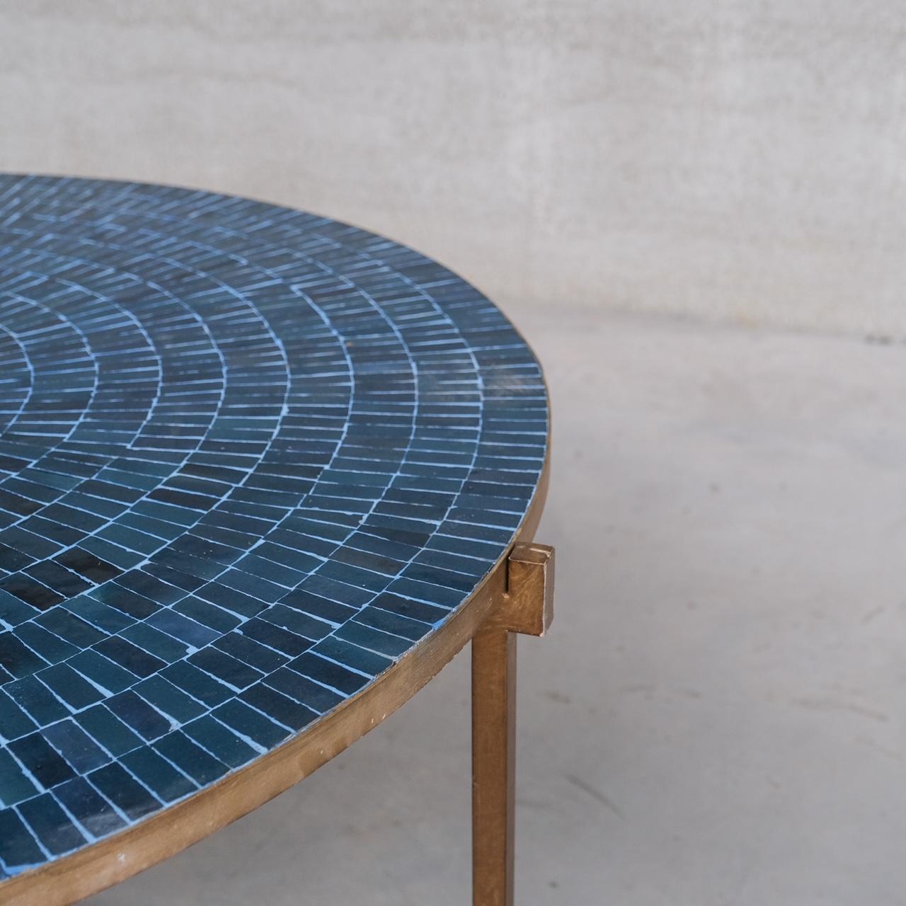 Metal Italian Midcentury Tiled Dining or Centre Table For Sale