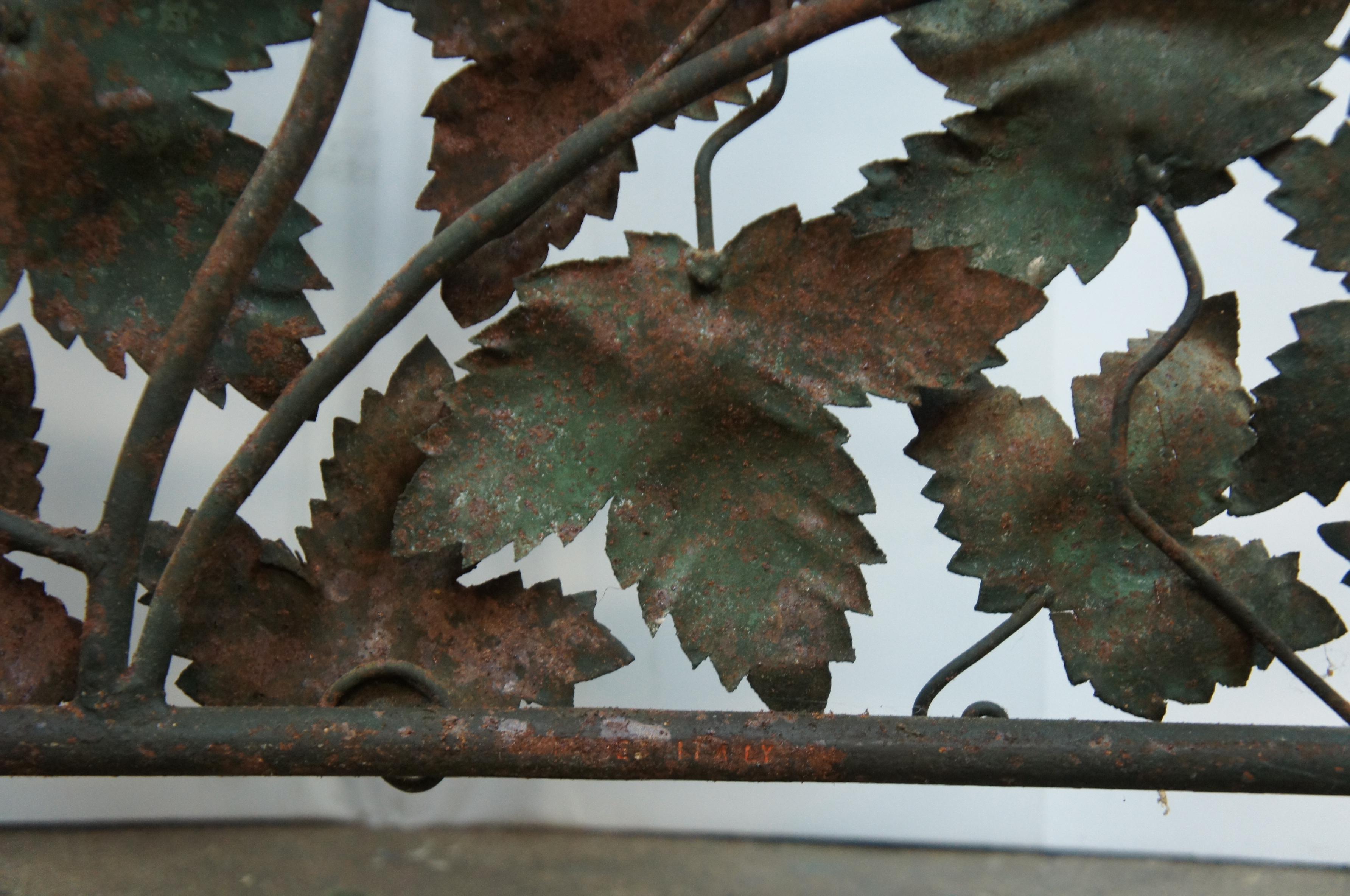 Italian Mid Century Tole Grape Vine Leaves Wrought Iron Fireplace Screen MCM 1