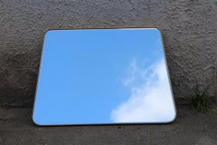 Italian Mid-century Trapezoidal Brass Mirror
