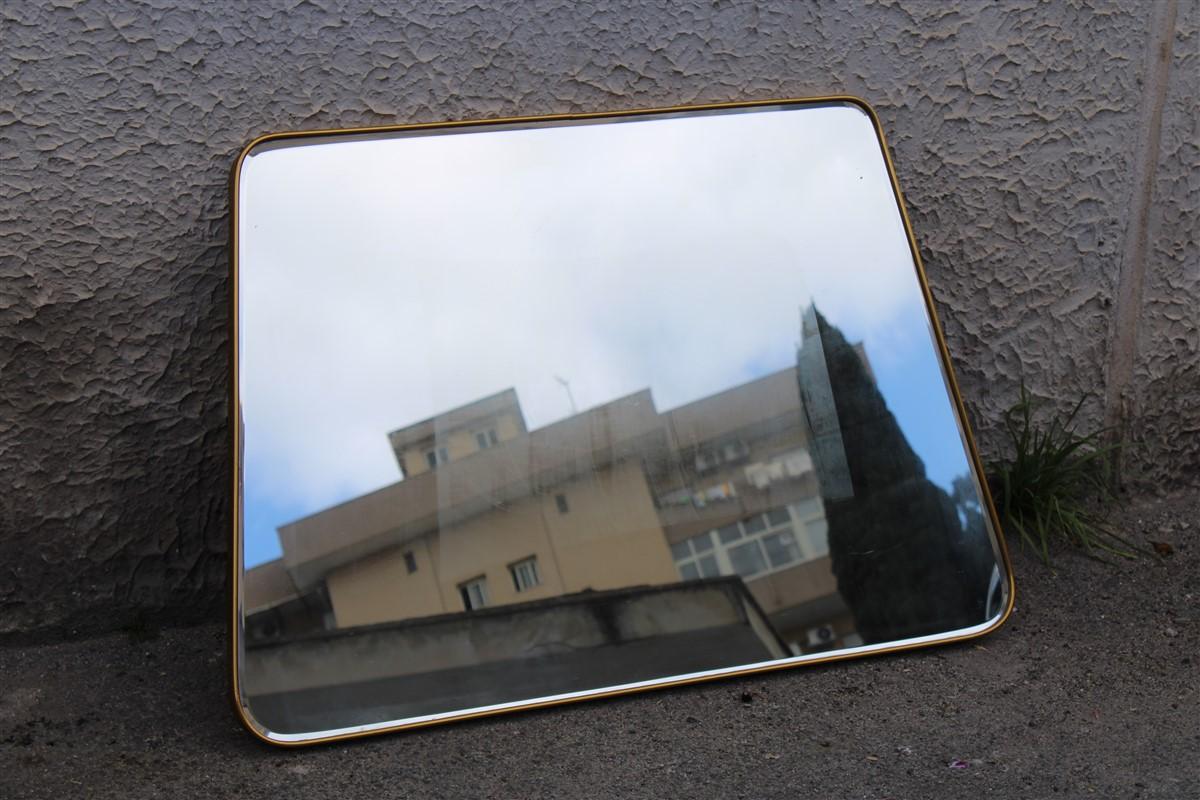 Italian Mid-century Trapezoidal Brass Mirror For Sale 2