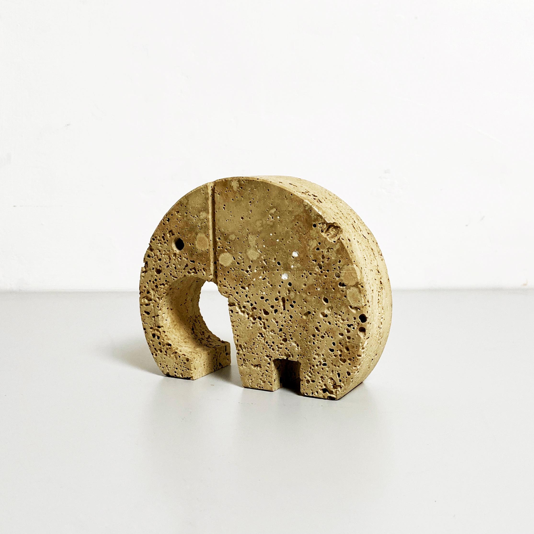 Italian Mid-Century Travertine Elephant Sculpture by Mannelli Brothers, 1960s 1