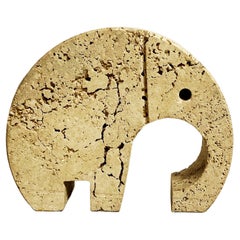 Italian Mid-Century Travertine Elephant Sculpture by Mannelli Brothers, 1960s