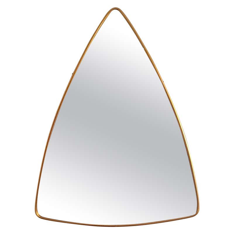 Mid Century Modern Triangular Tinted Mirrors in Bronze frames, Italy ...