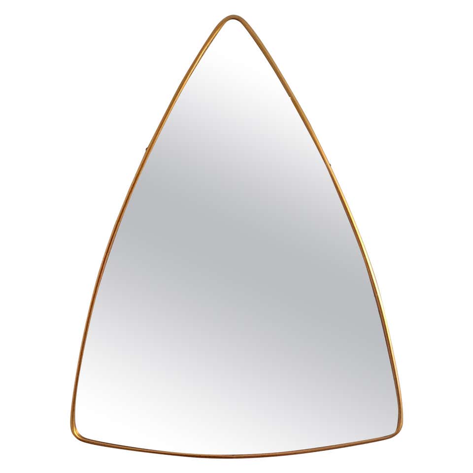 Mid Century Modern Triangular Tinted Mirrors in Bronze frames, Italy ...