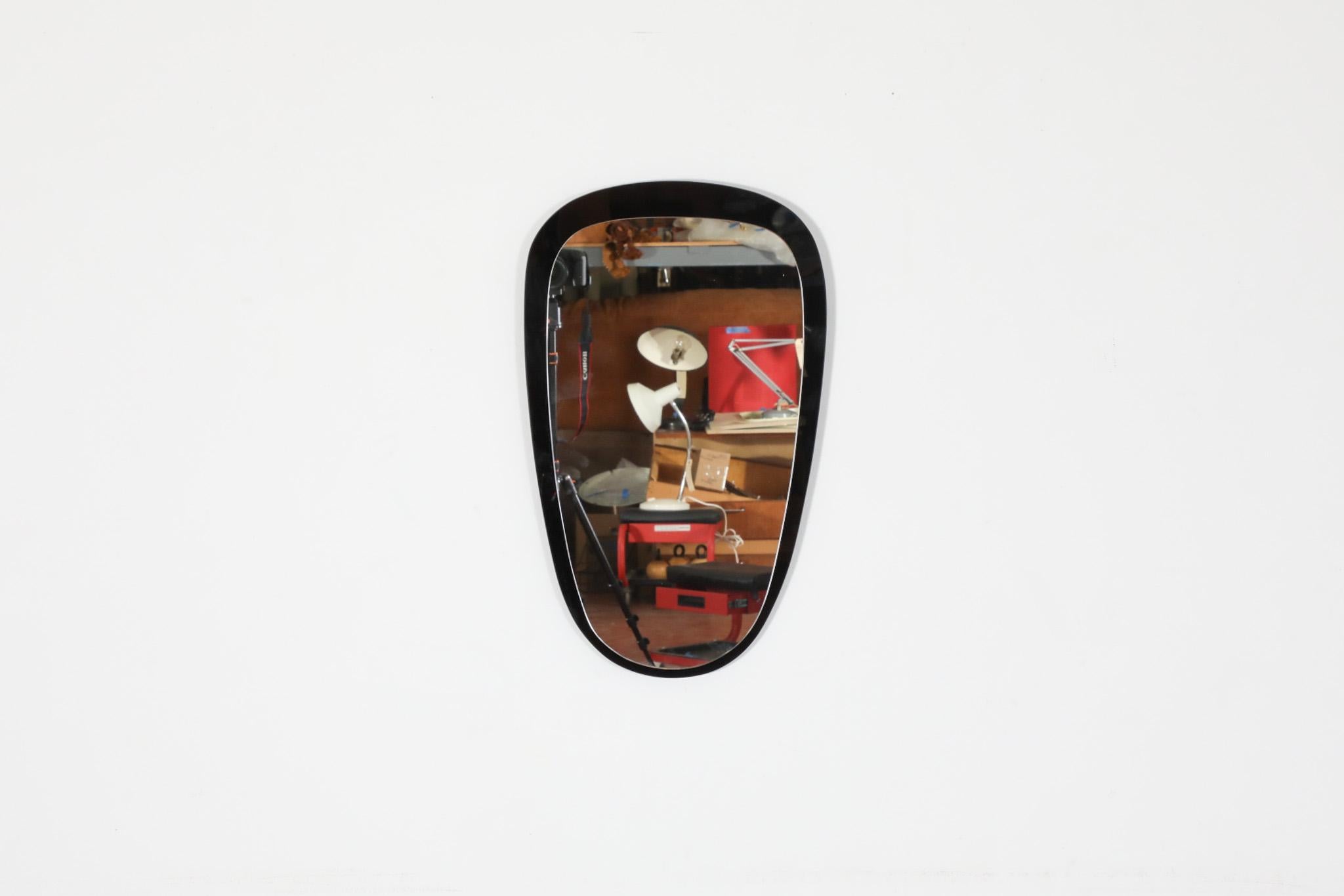 Italian Mid-Century Triangular Wall Hanging Mirror with Black Backing For Sale 4