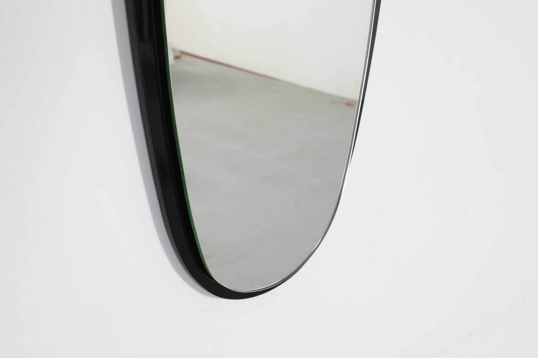 20th Century Italian Mid-Century Triangular Wall Hanging Mirror with Black Backing For Sale