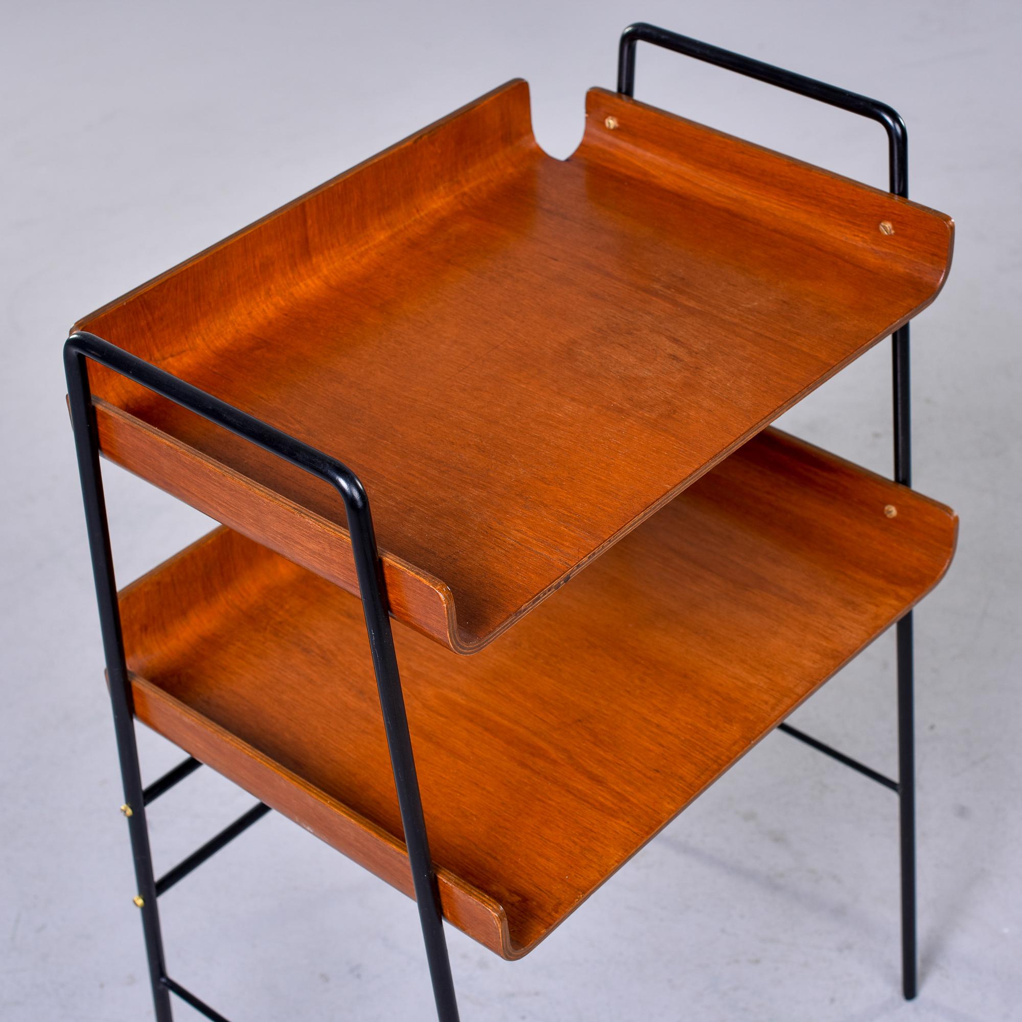 Italian Mid-Century Two Tier Bentwood Table with Slender Black Iron Frame For Sale 5
