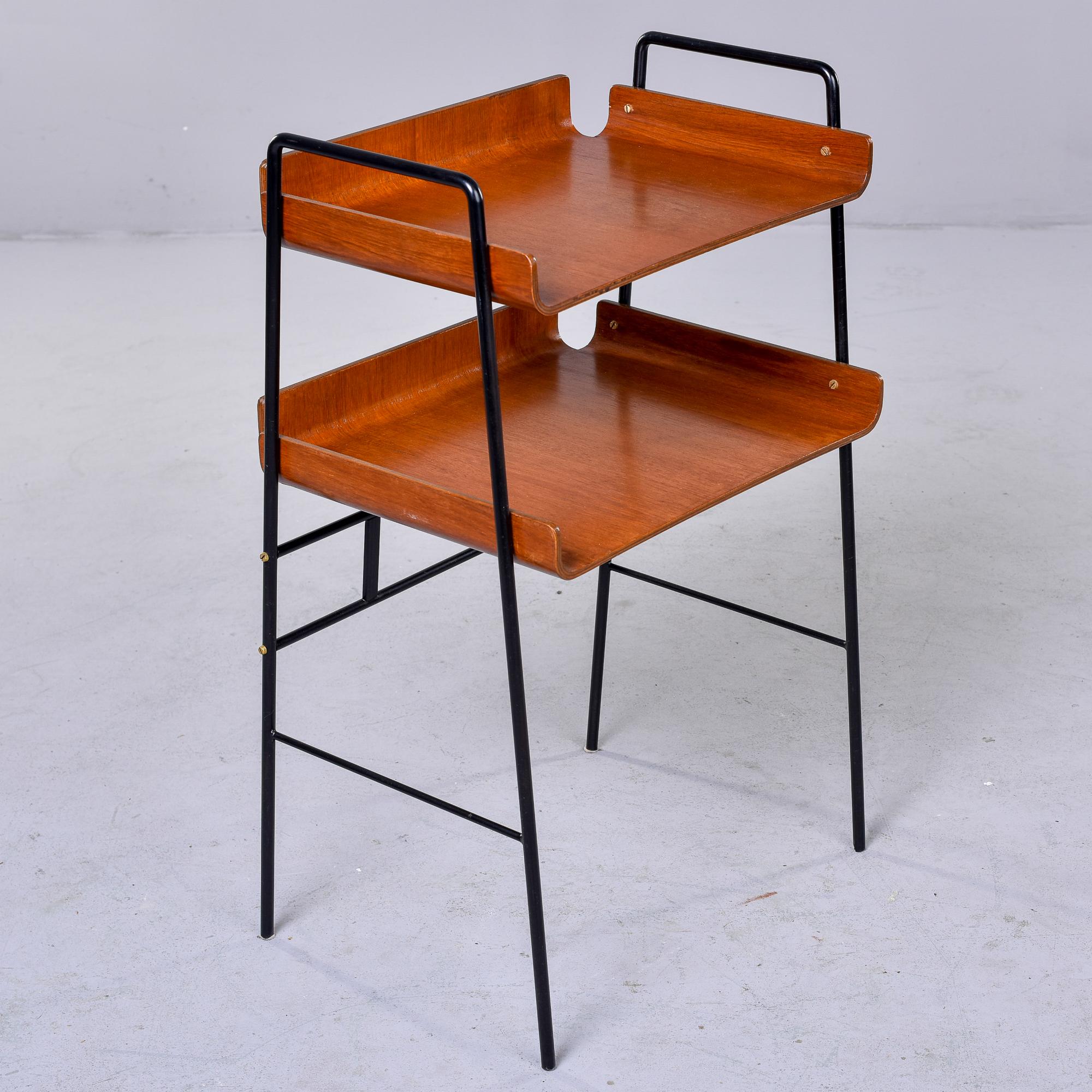 Italian Mid-Century Two Tier Bentwood Table with Slender Black Iron Frame For Sale 6