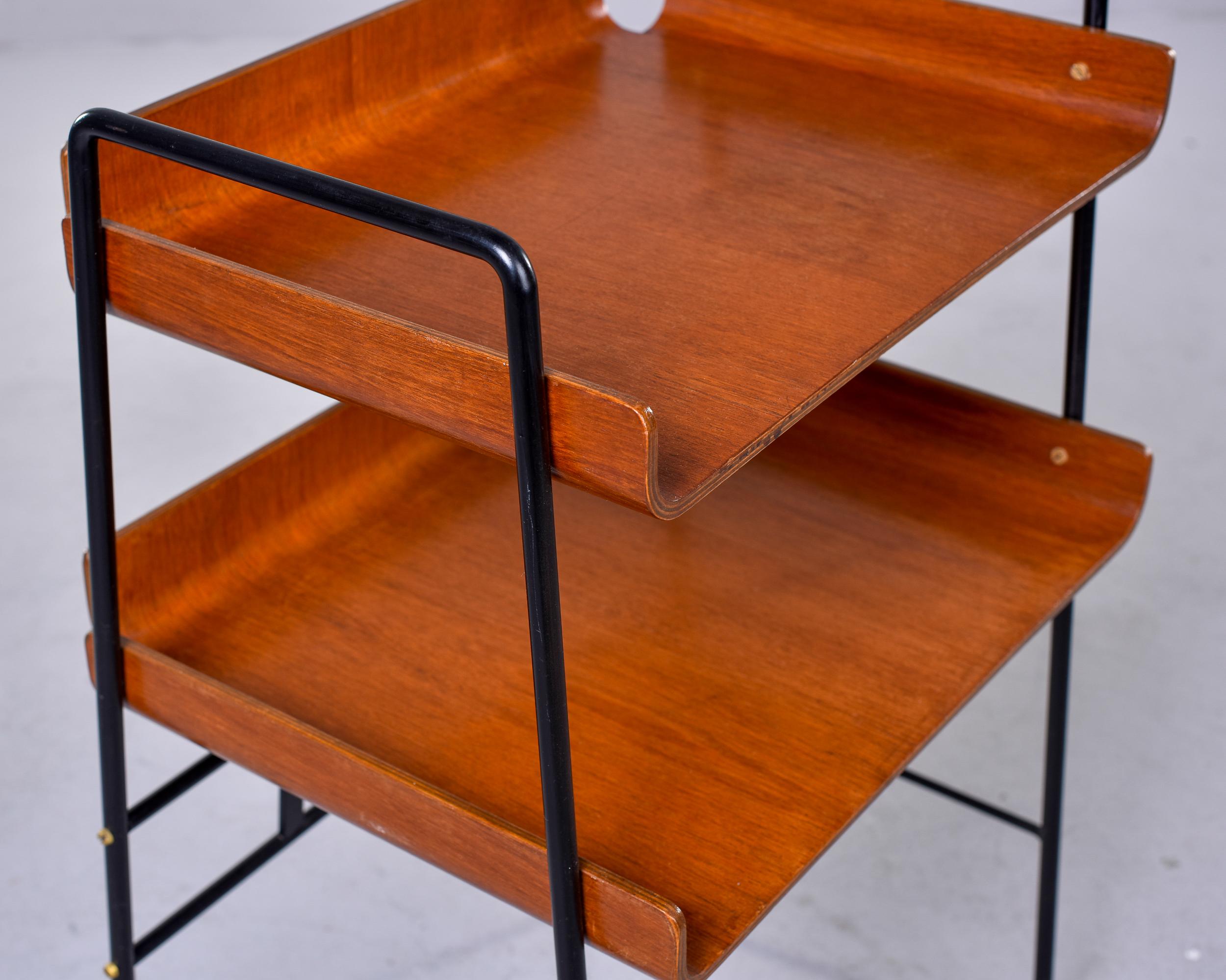 Italian Mid-Century Two Tier Bentwood Table with Slender Black Iron Frame For Sale 8