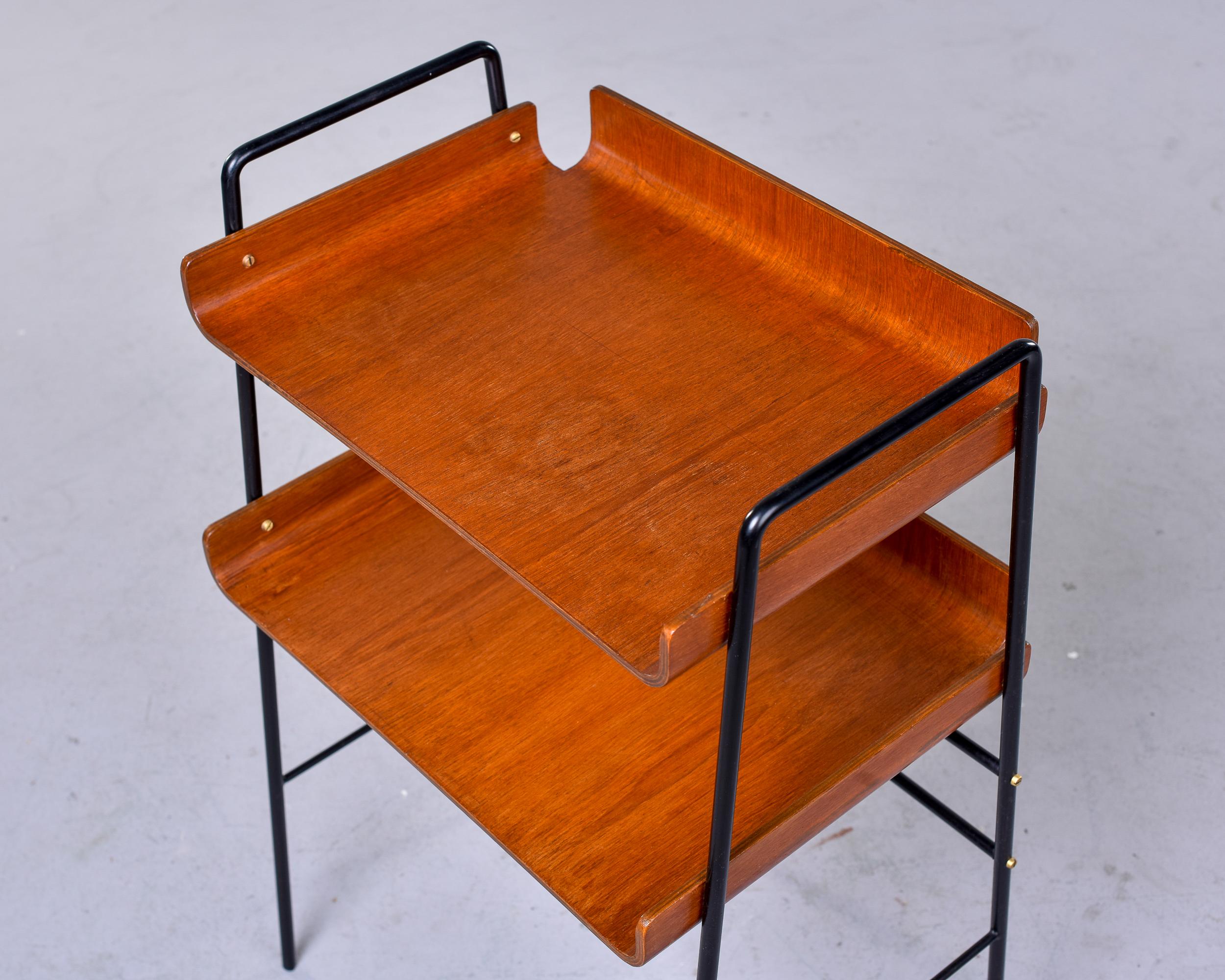 Italian Mid-Century Two Tier Bentwood Table with Slender Black Iron Frame In Good Condition For Sale In Troy, MI