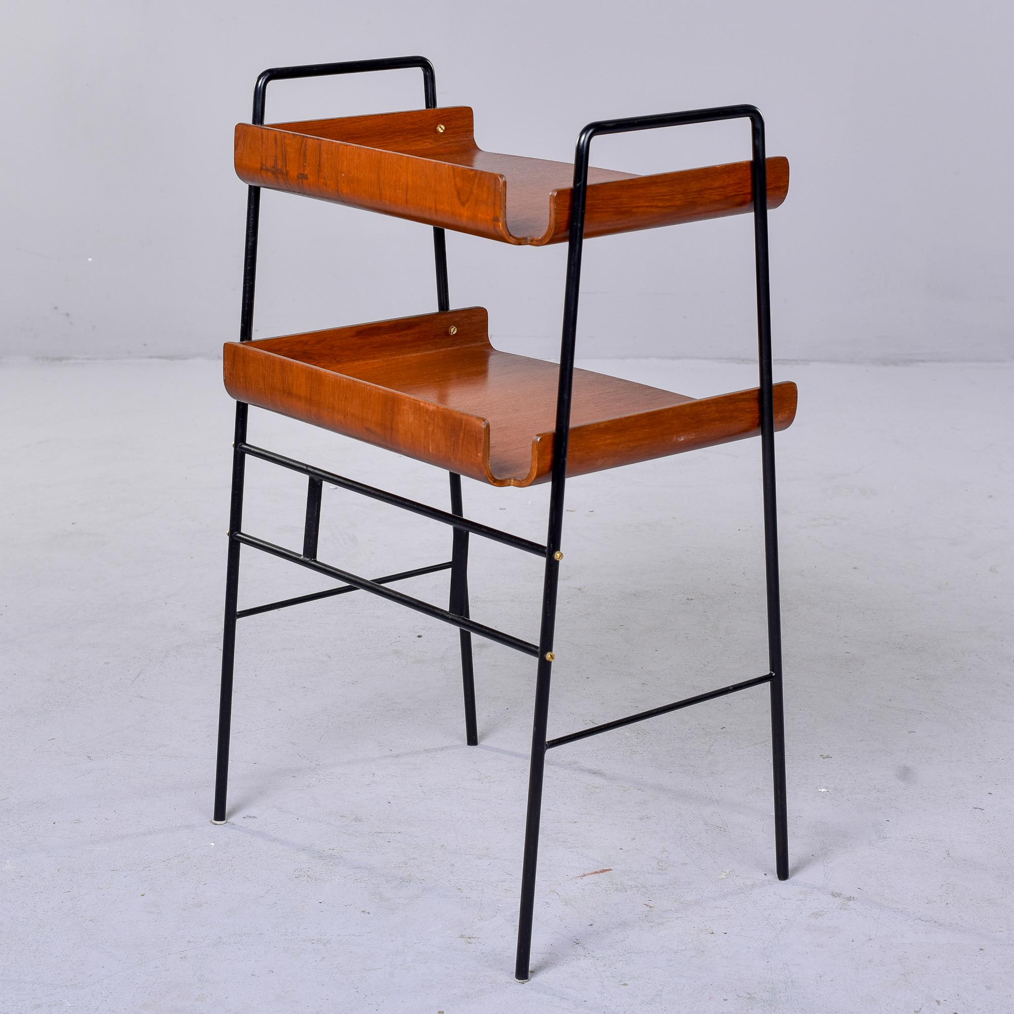 Italian Mid-Century Two Tier Bentwood Table with Slender Black Iron Frame For Sale 3