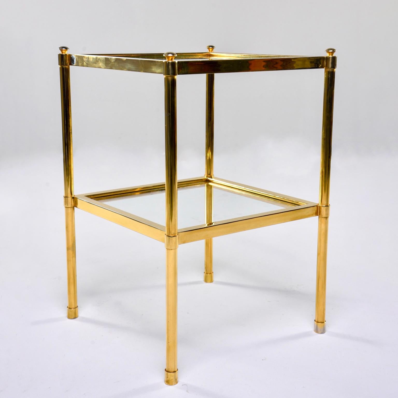 glass brass side table