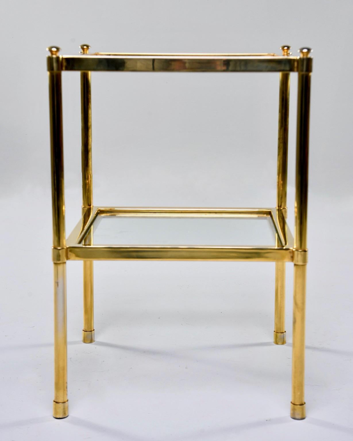 Mid-Century Modern Italian Midcentury Two-Tier Brass and Glass Side Table