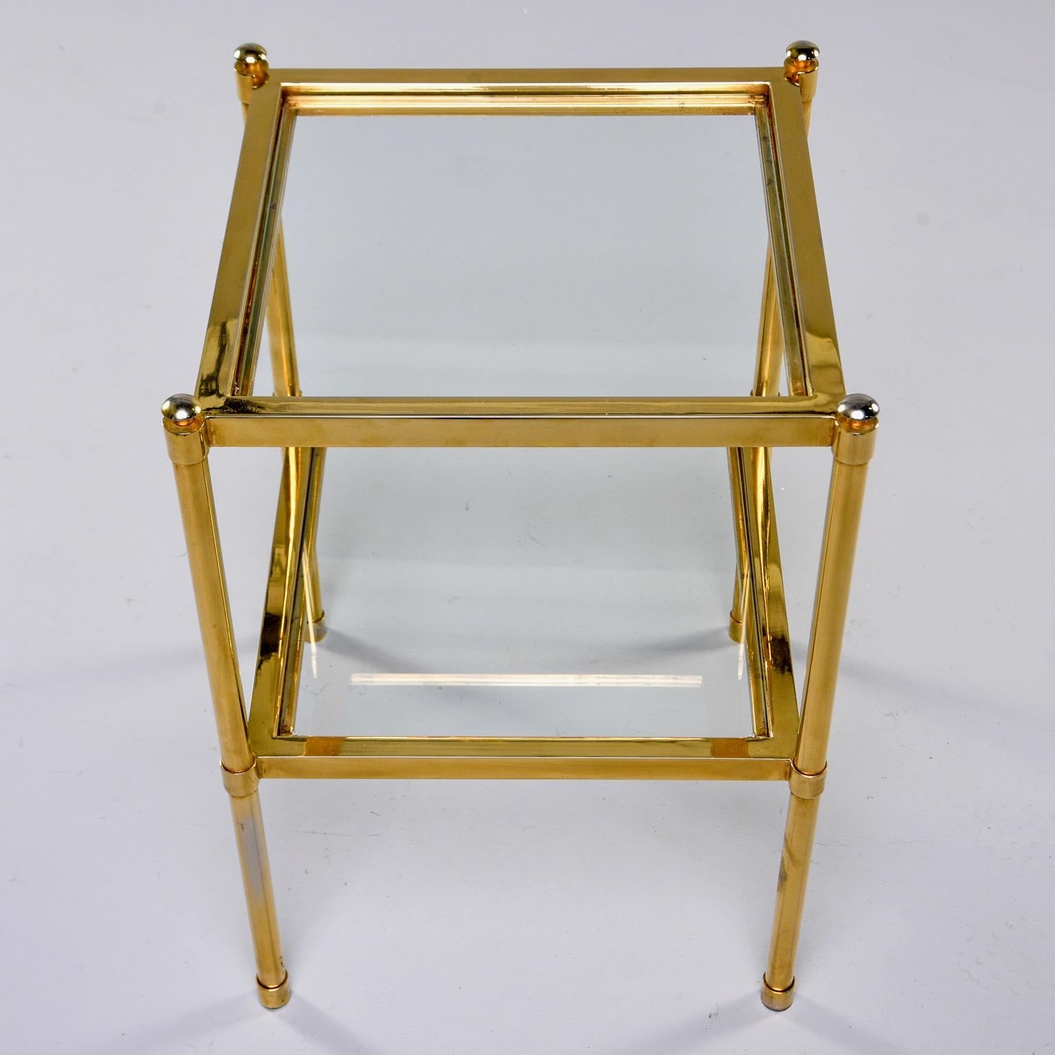 Italian Midcentury Two-Tier Brass and Glass Side Table In Good Condition In Troy, MI