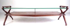 Italian Mid-Century Two-Tier Glass Coffee Table in the Style of Ico Parisi