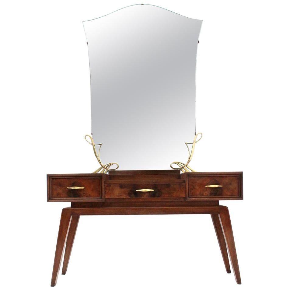 Italian Midcentury Vanity Desk with Mirror, 1950s