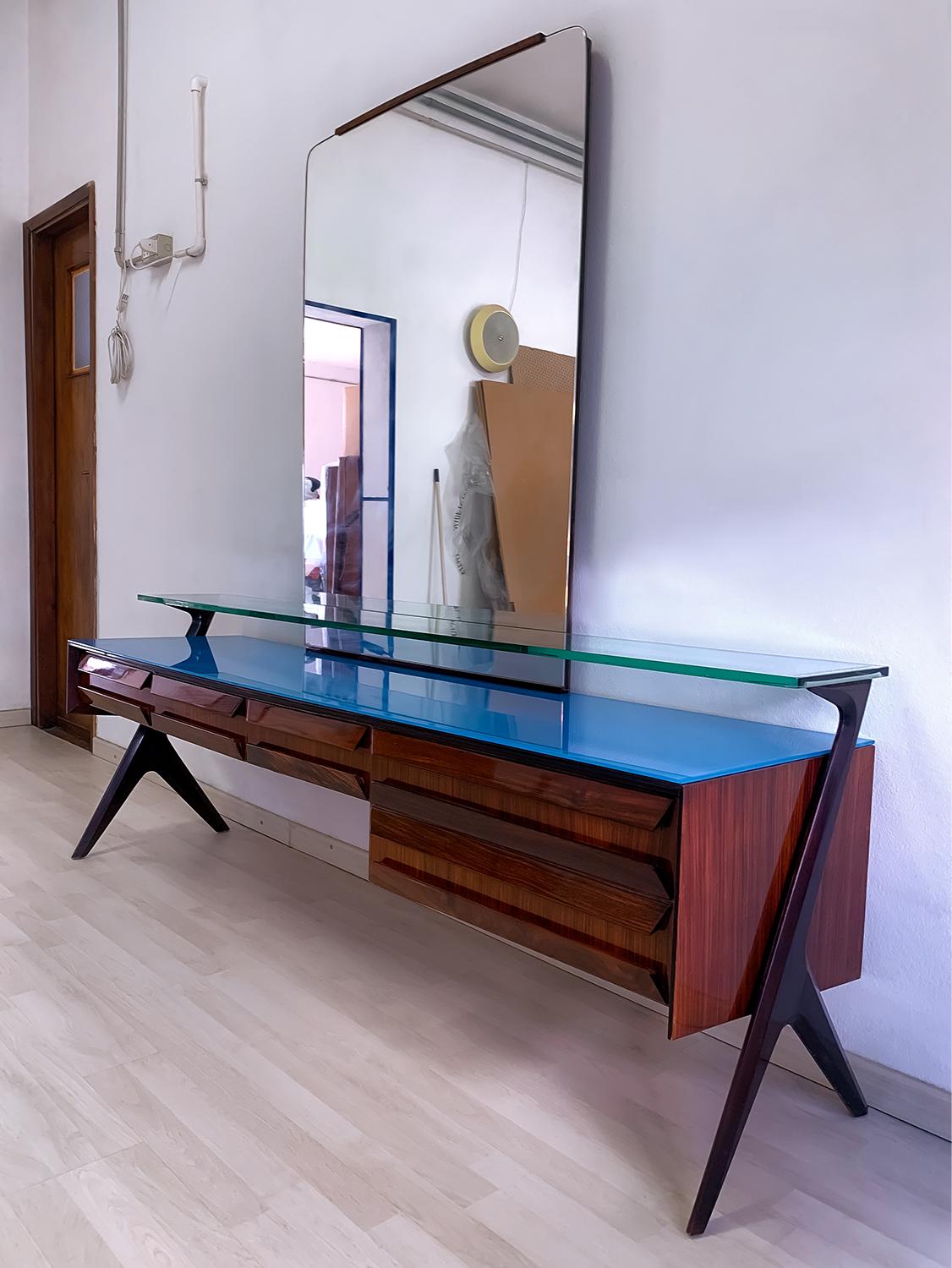 Italian Mid-Century Vanity Dresser with Mirror by Vittorio Dassi, 1950s In Good Condition In Traversetolo, IT