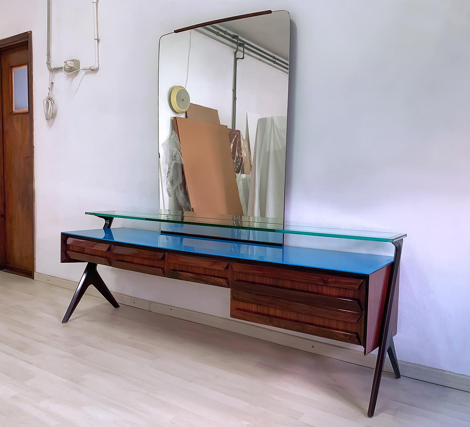 Mid-Century Modern Italian Mid-Century Vanity Dresser with Mirror by Vittorio Dassi, 1950s