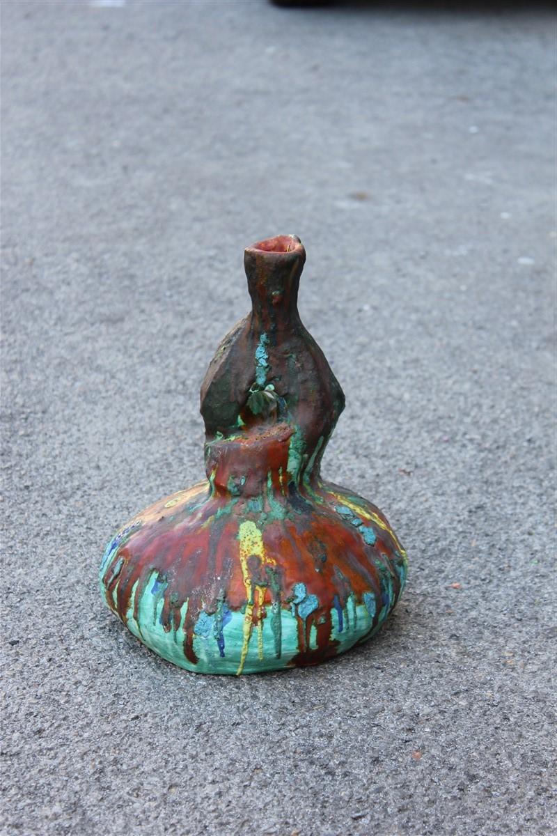 Italian Midcentury Vase Abstract Sculture Multi-Color Salvatore Meli Style For Sale 4