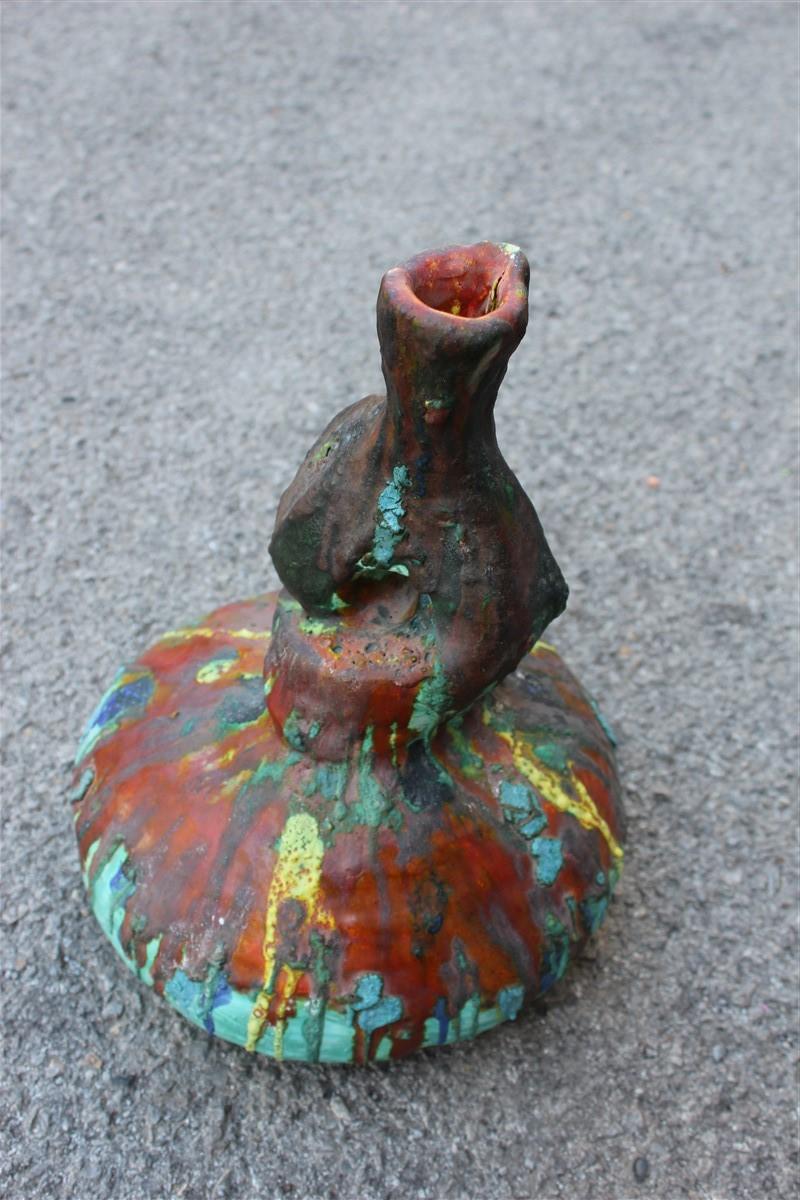 Italian Midcentury Vase Abstract Sculture Multi-Color Salvatore Meli Style In Good Condition For Sale In Palermo, Sicily