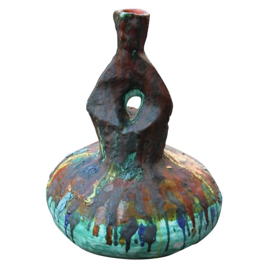 Italian Midcentury Vase Abstract Sculture Multi-Color Salvatore Meli Style