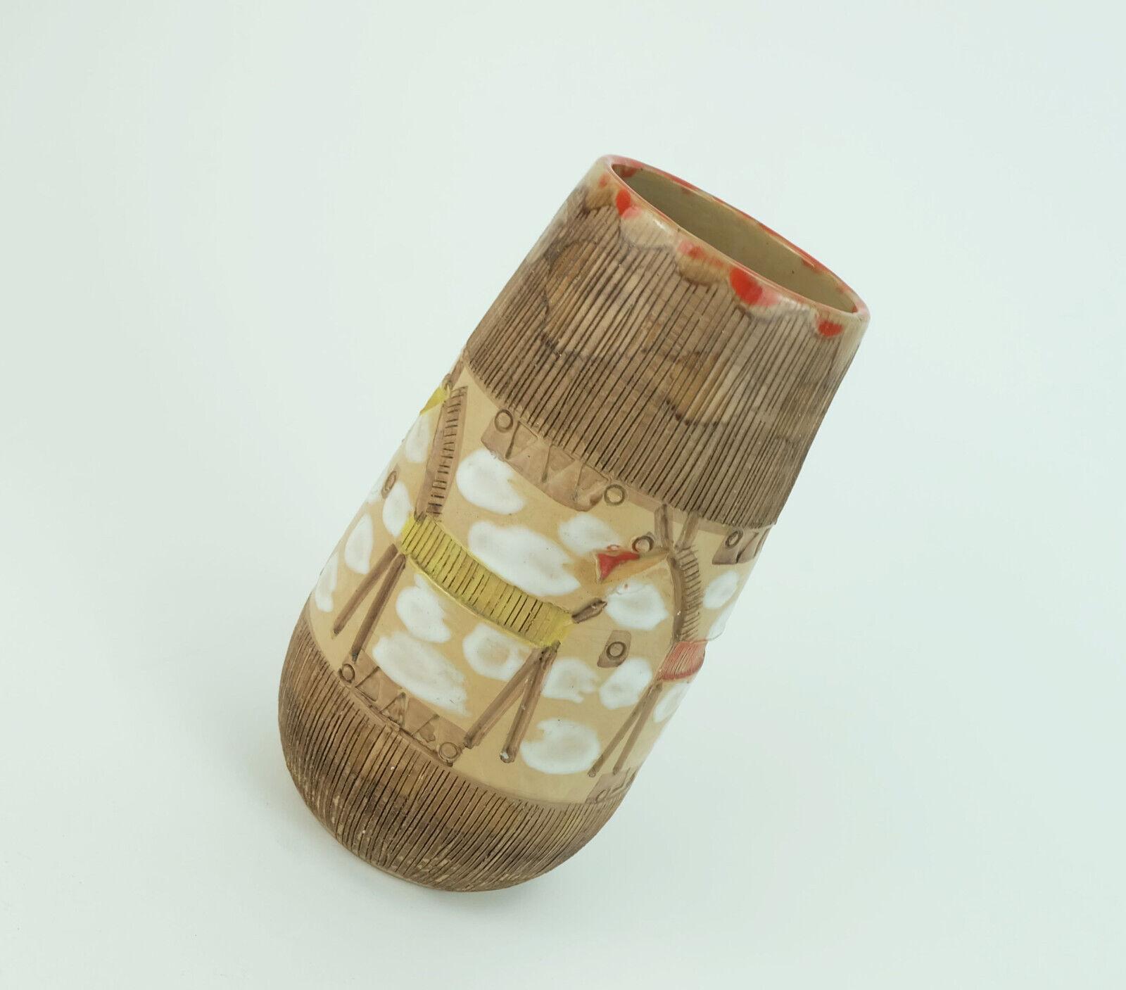 Metà XX secolo VASO italiano di metà secolo Fratelli Fanciullacci Cavallo con decoro a sgraffito Raramente smaltato in vendita