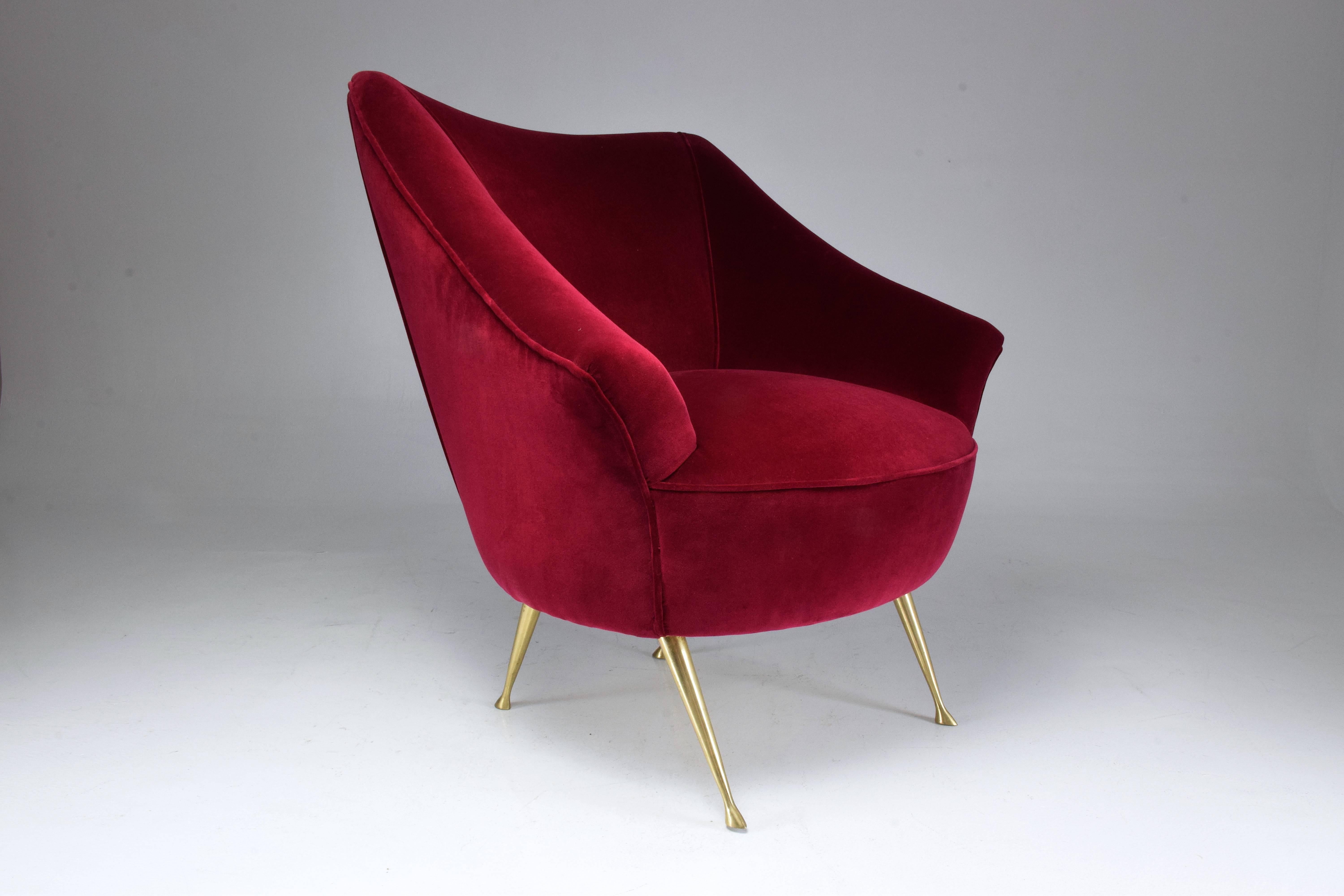 mid century velvet chair