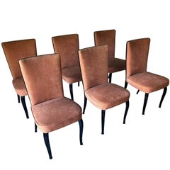 Italian Mid-Century Velvet Dining Chairs by Vittorio Dassi, Set of Six, 1950s