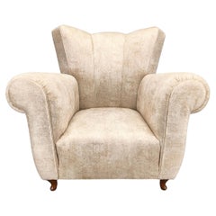 Italian Mid Century Velvet Lounge Armchair, 1950s