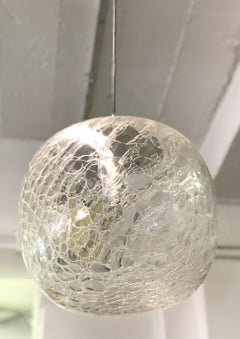 Italian Midcentury Venetian or Murano 'Ice Glass' Pendant or Chandelier