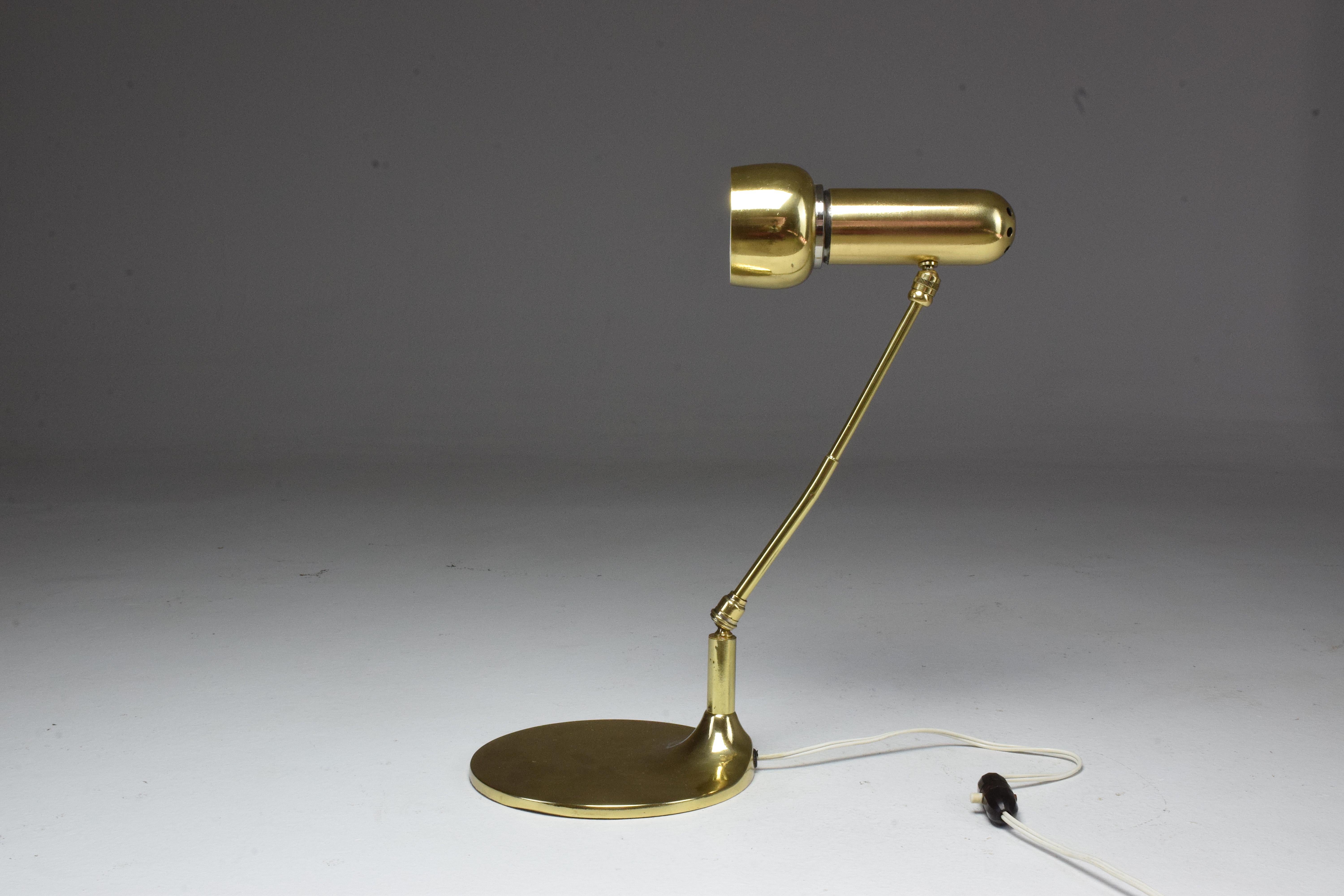Italian Midcentury Vintage Brass Articulating Lamp, 1950s In Good Condition In Paris, FR