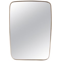 Italian Mid-Century Vintage Wall Mirror with Brass Frame, 1950s