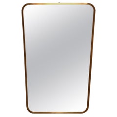 Italian Mid-Century Vintage Wall Mirror with Original Brass Frame, 1970s