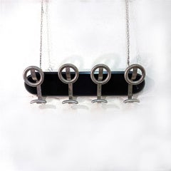 Italian Mid-Century Wall Coat Hanger with Aluminum Hooks, 1940s
