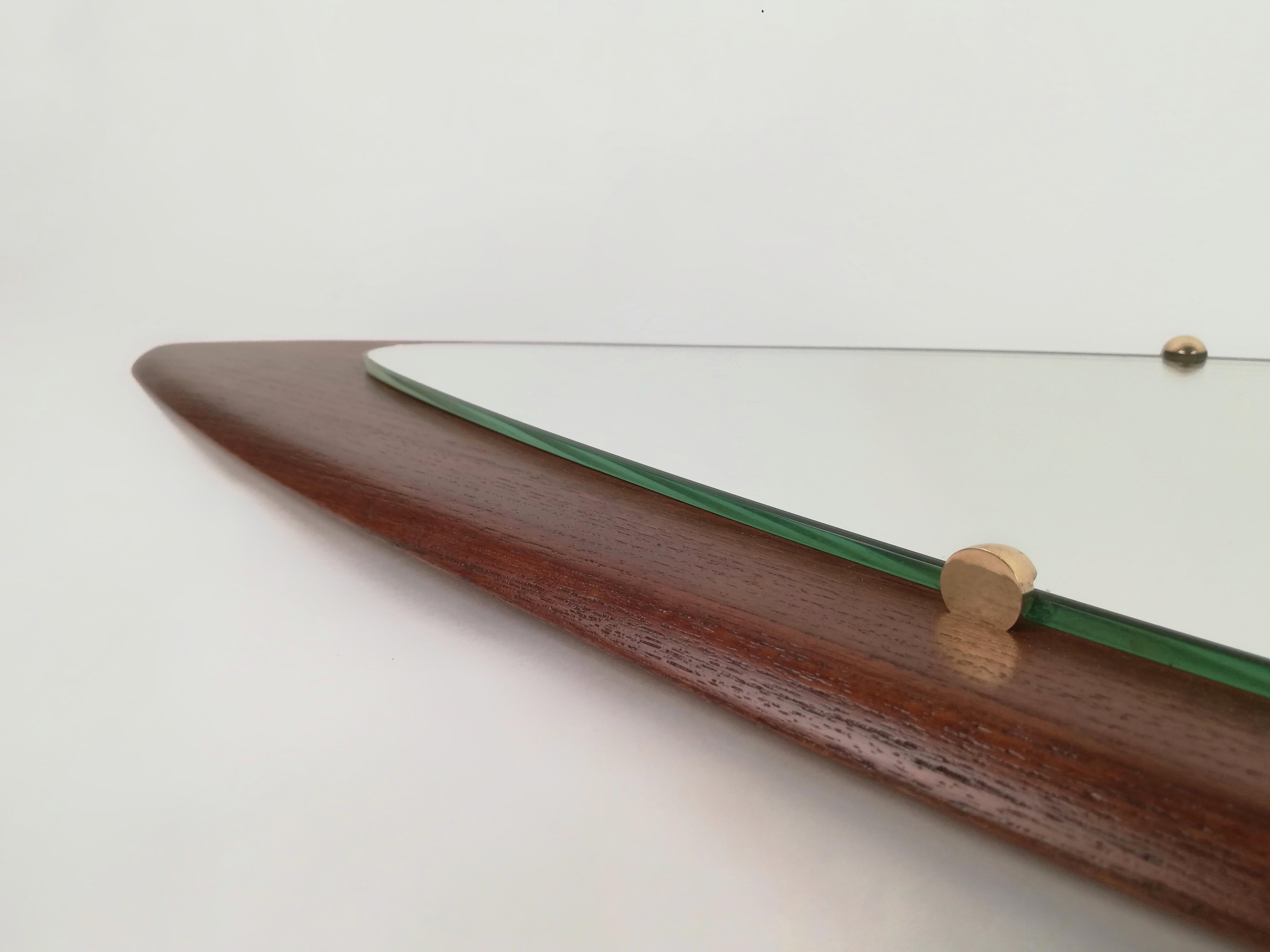 Italian Mid-Century Wall Full-Length Teak Mirror by Stil Glass Donati 1960s For Sale 5