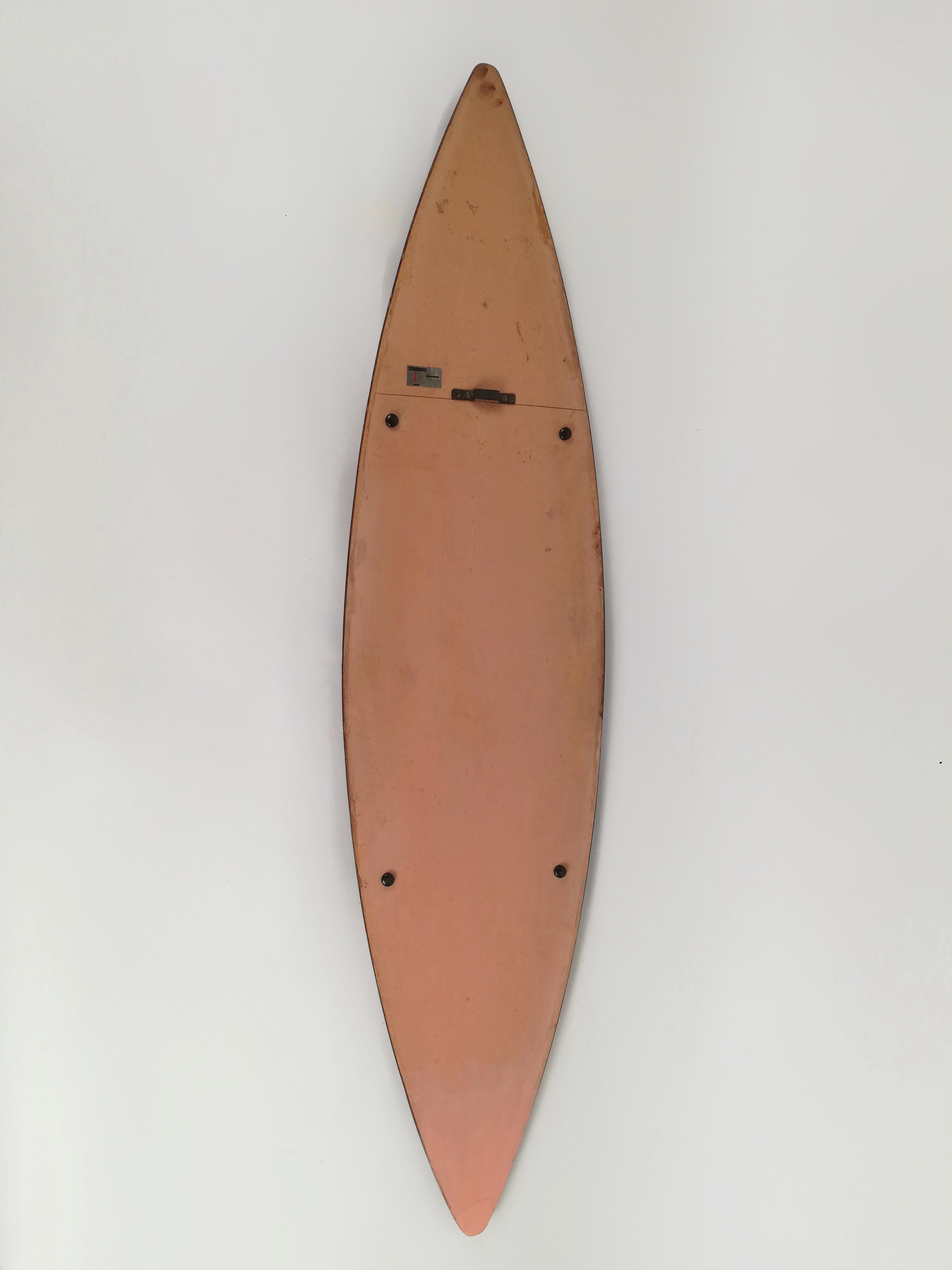 Italian Mid-Century Wall Full-Length Teak Mirror by Stil Glass Donati 1960s For Sale 6