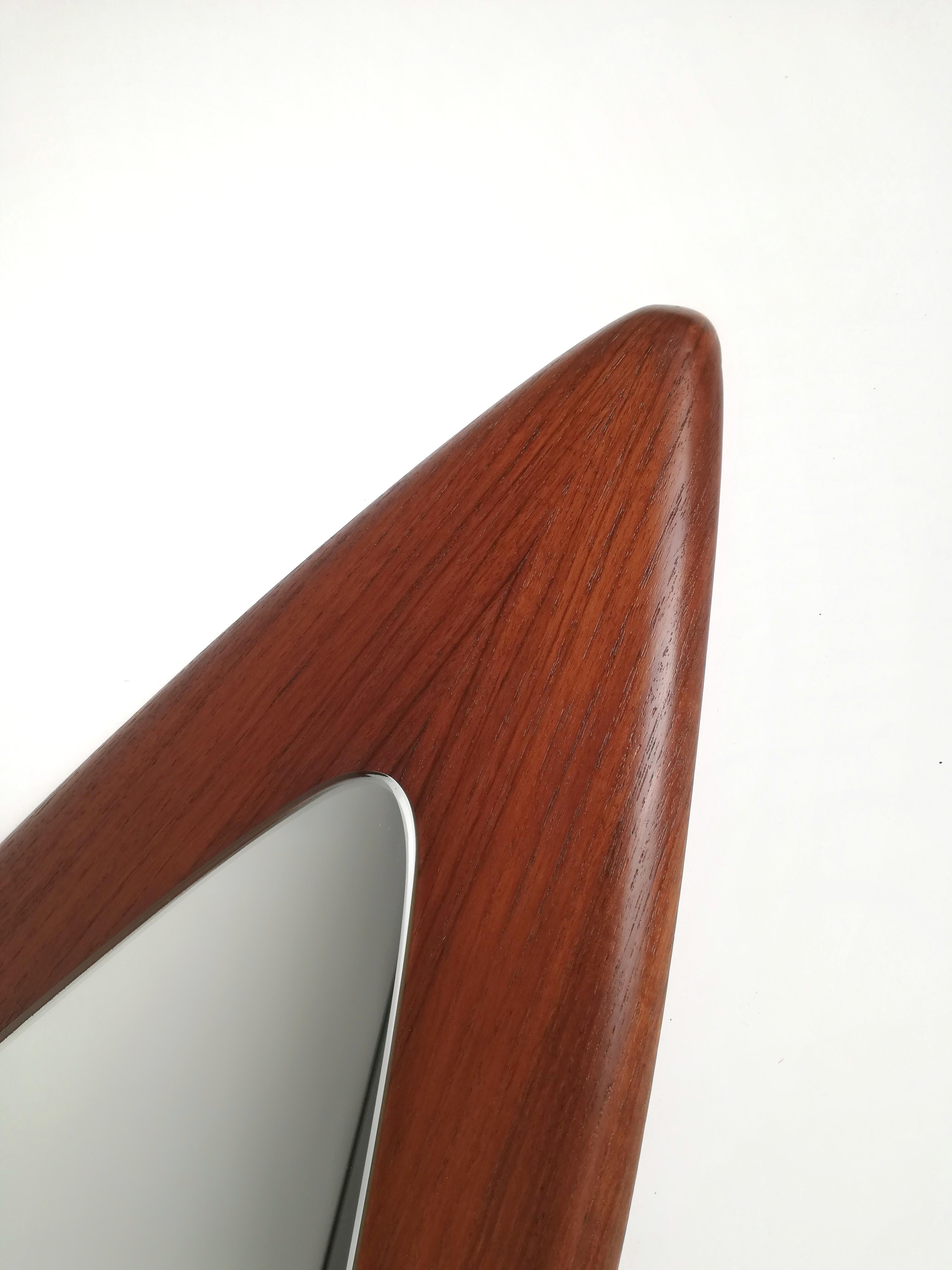 Italian Mid-Century Wall Full-Length Teak Mirror by Stil Glass Donati 1960s In Good Condition For Sale In Roma, IT