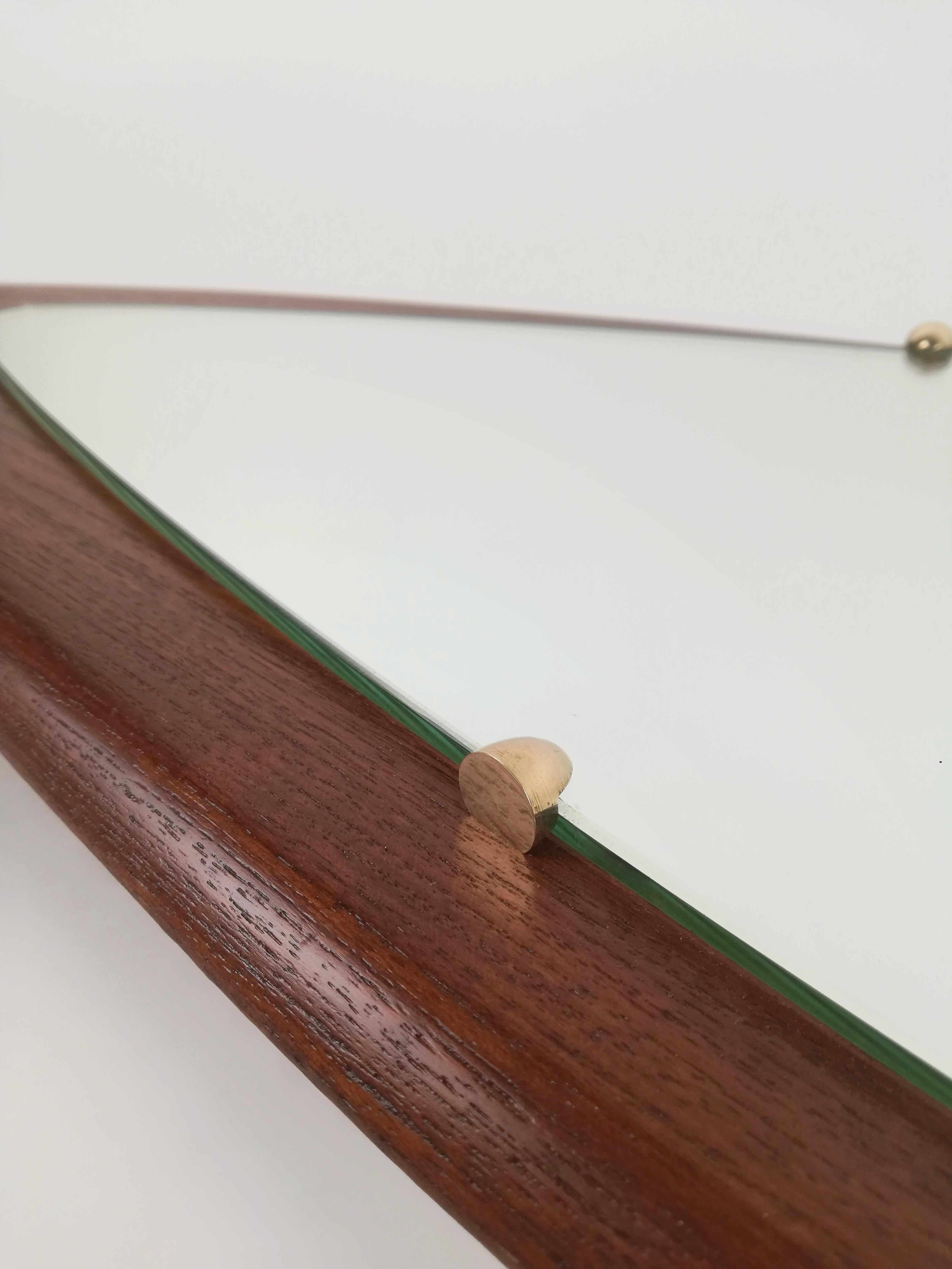 20th Century Italian Mid-Century Wall Full-Length Teak Mirror by Stil Glass Donati 1960s For Sale