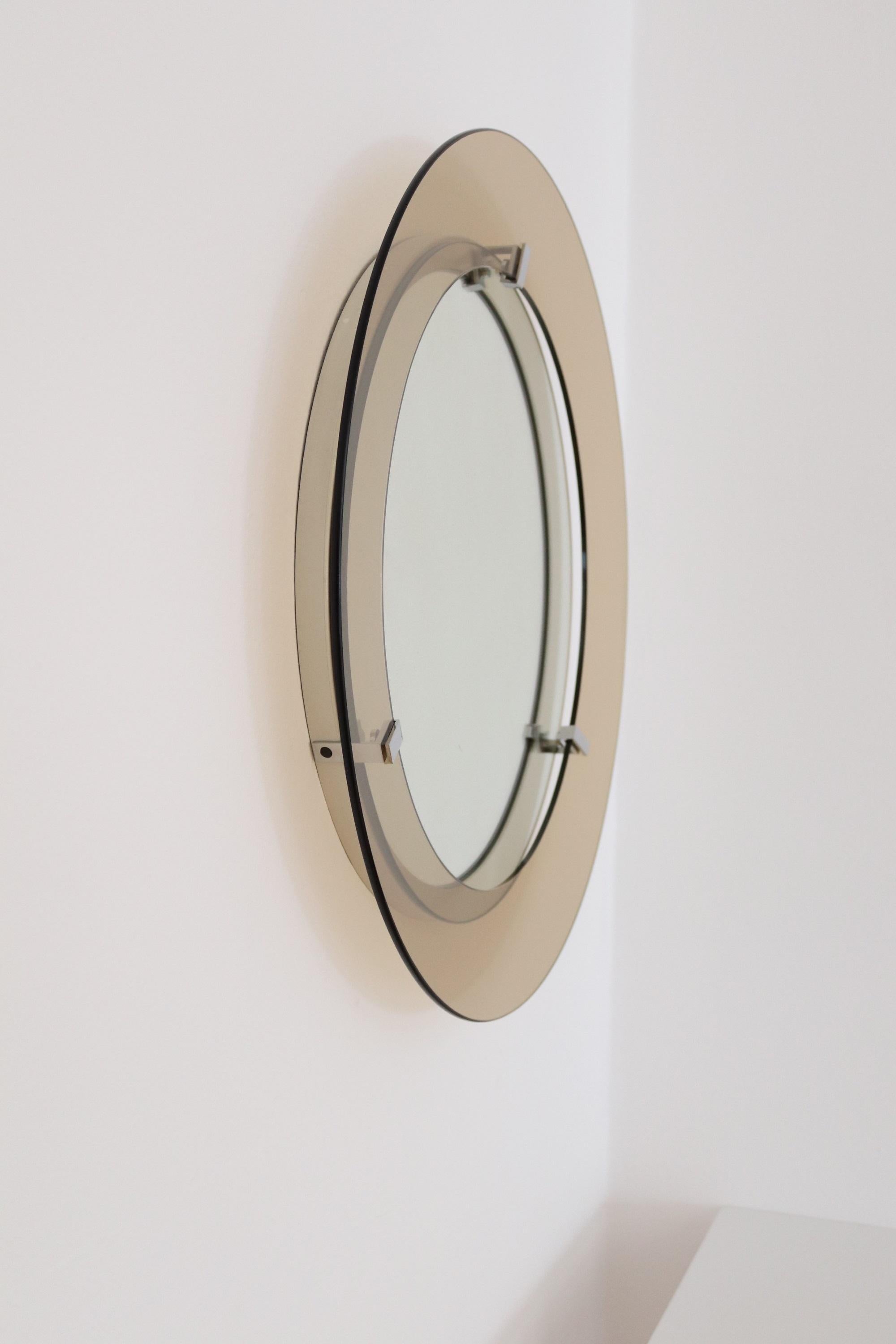 Glass Italian Midcentury Wall Mirror by Veca, 1970s