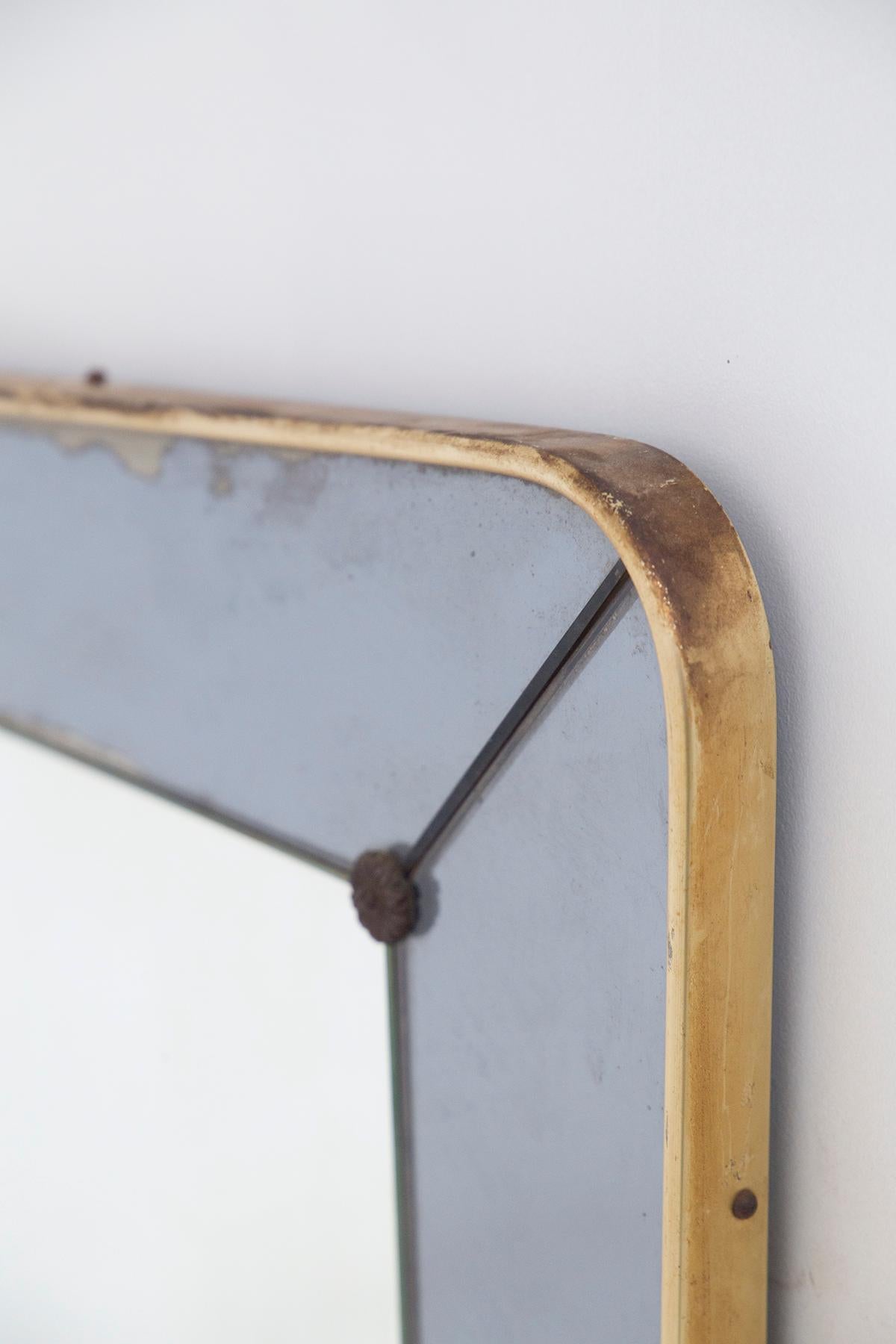 Italian Mid-Century Wall Mirror in Brass and Glass In Good Condition In Milano, IT