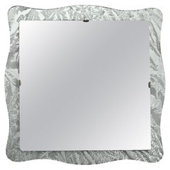 Italian Mid-Century Wall-Mirror with Abstract Silver Leaf Decoration 1970s