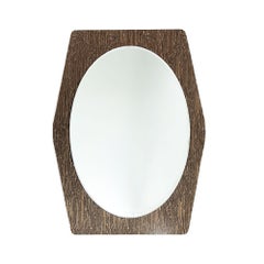 Italian Mid-Century Wall-Mirror with Abstract Taupe Colored Decoration 1960s