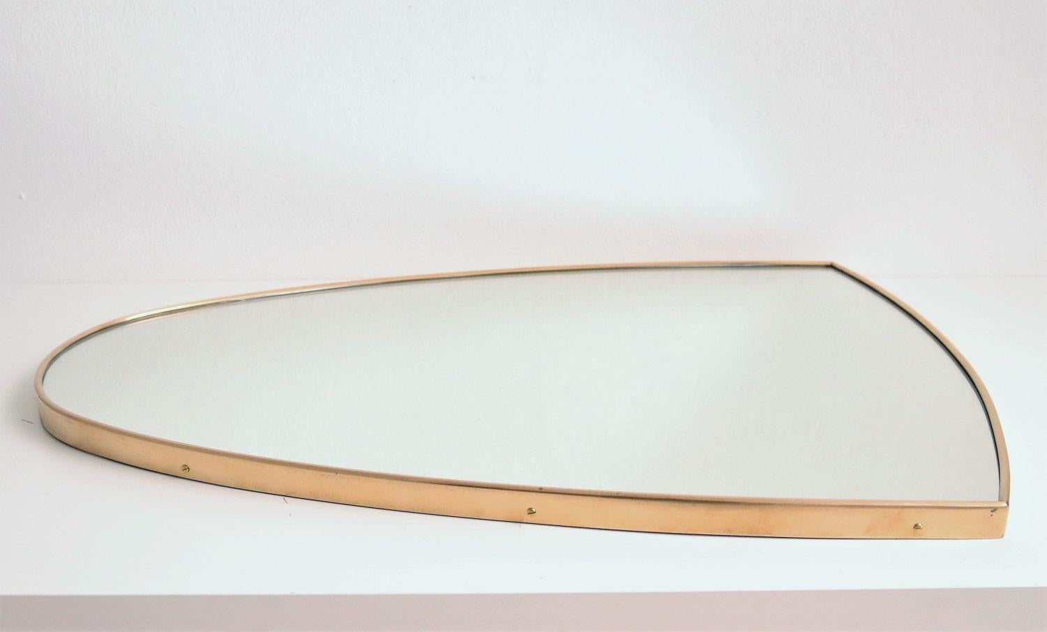 Italian Midcentury Wall Mirror with Brass Frame, 1950s 6