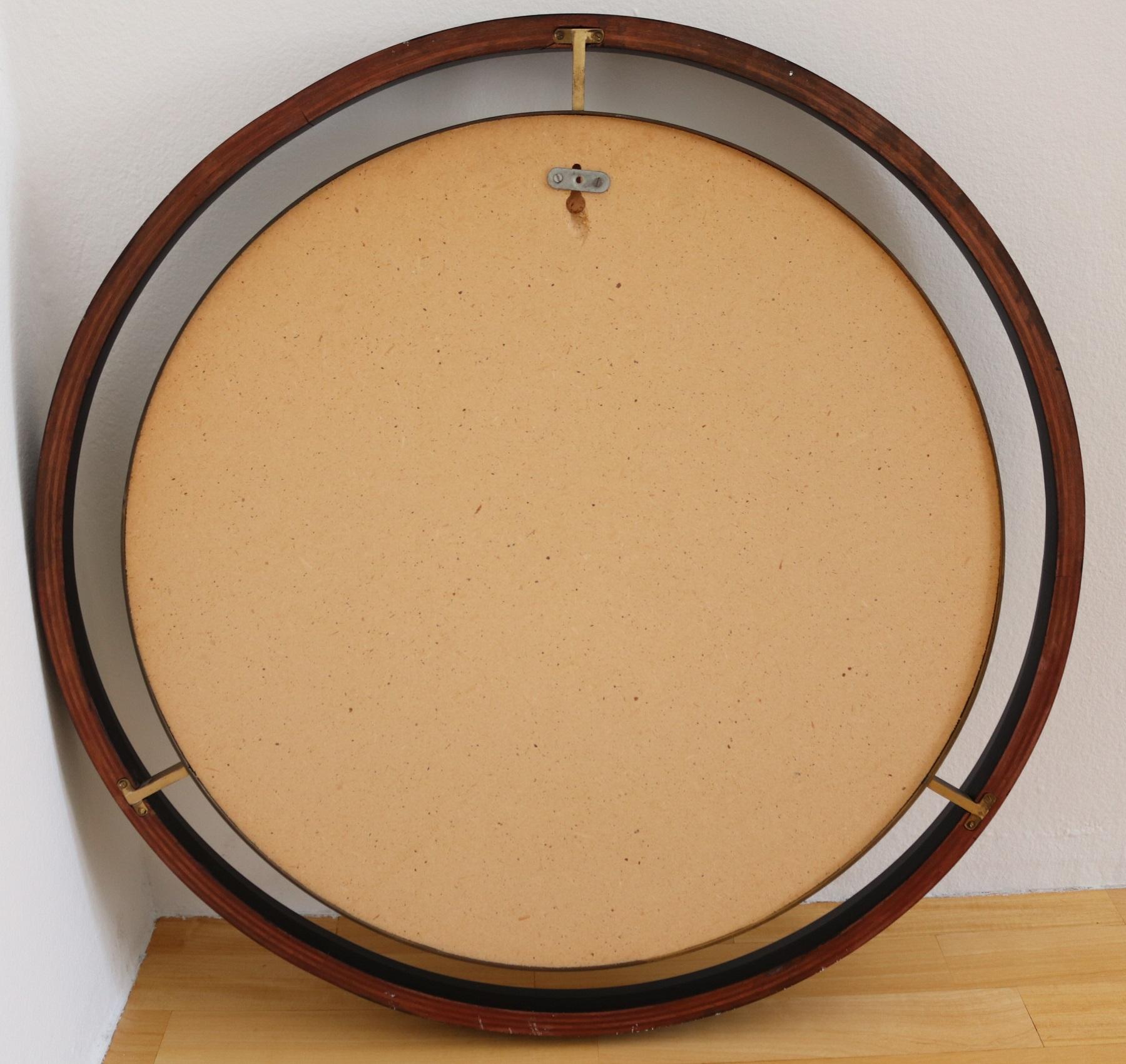 Italian Midcentury Wall Mirror with Cut Glass, Brass and Plywood Frame, 1960s 10