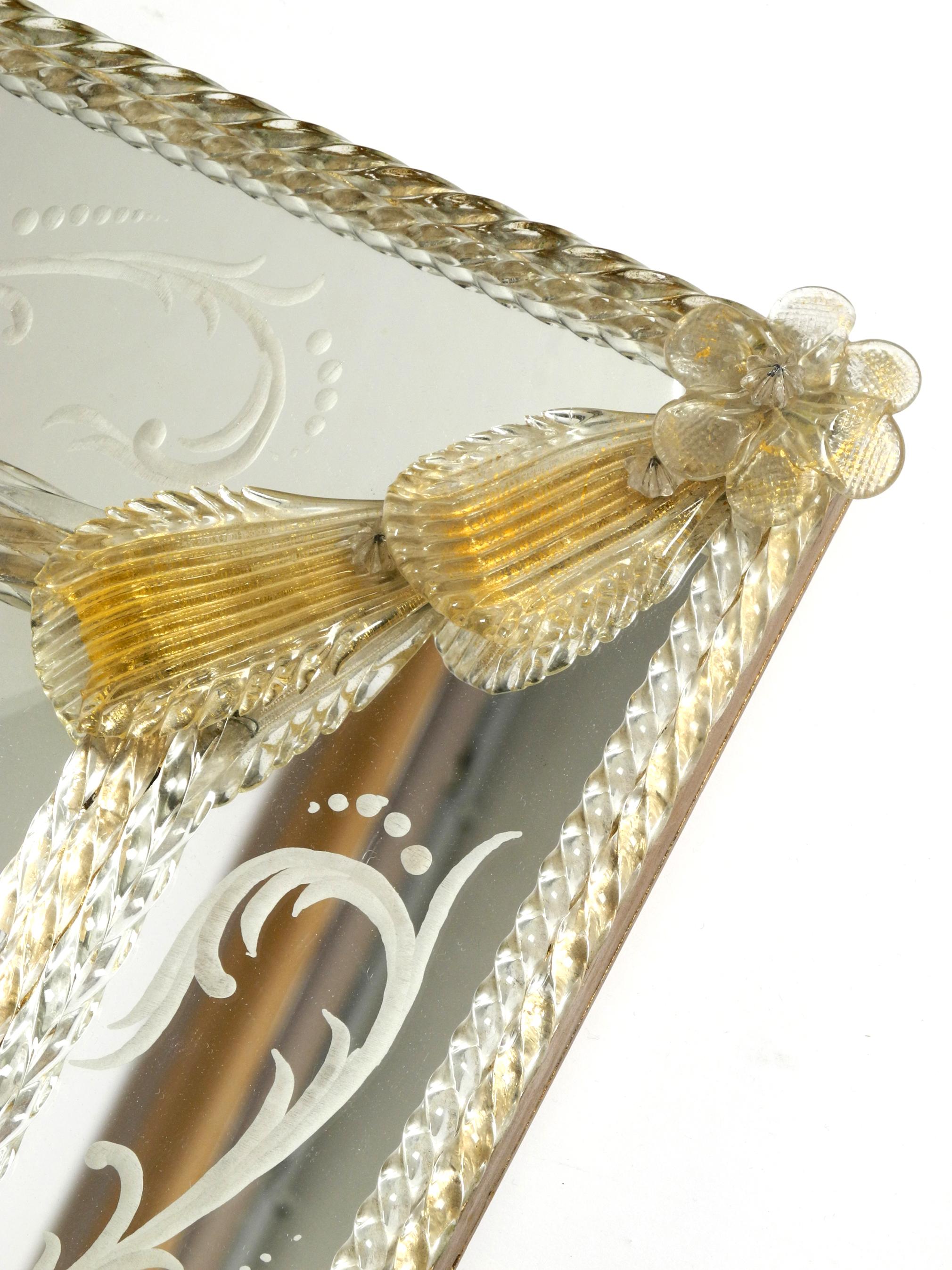 Italian Midcentury Wall Mirror with Murano Glass Frame by Barovier & Toso 12